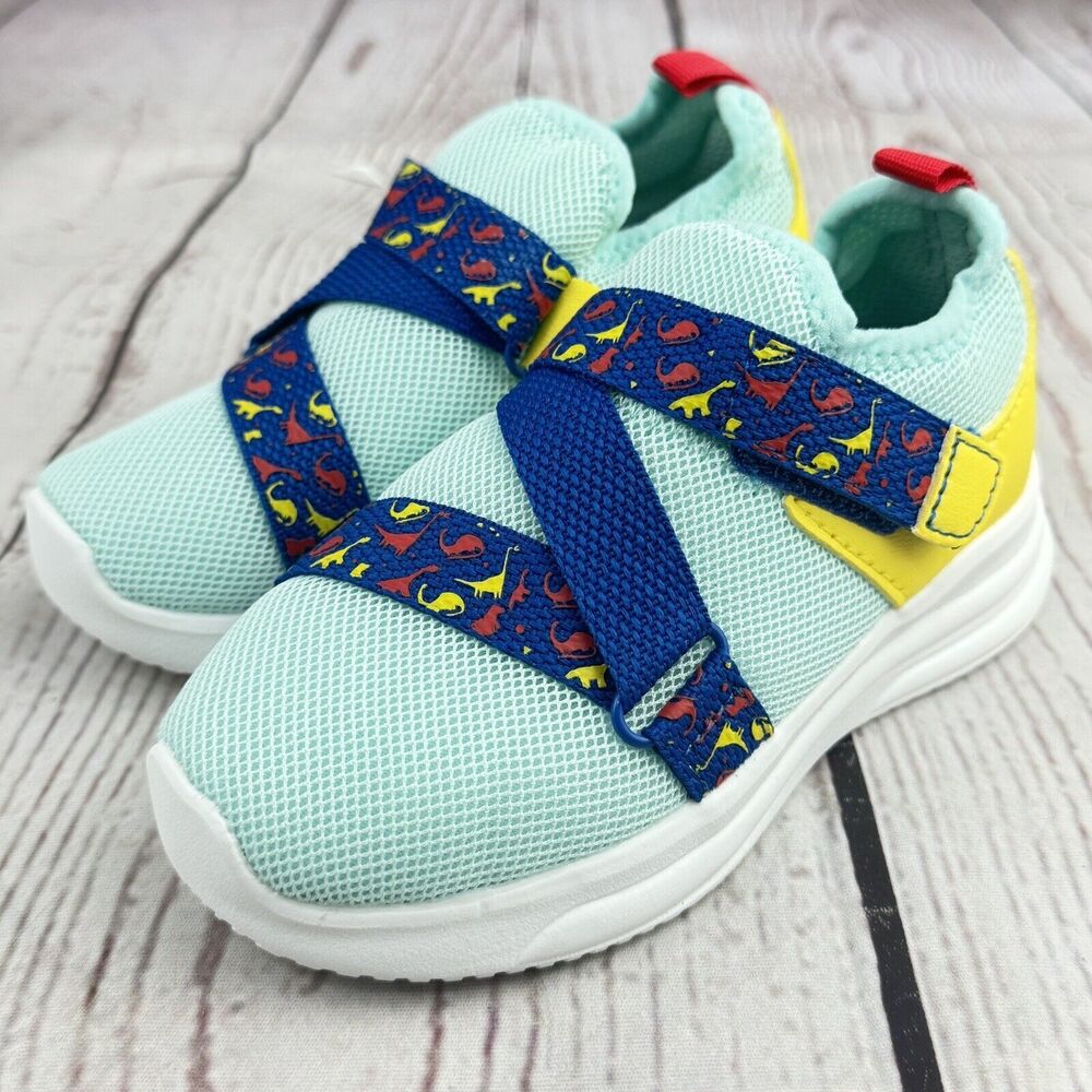 Boys Girls Sneakers Lightweight Breathable Strap Running Shoes Kids Size 8 Green